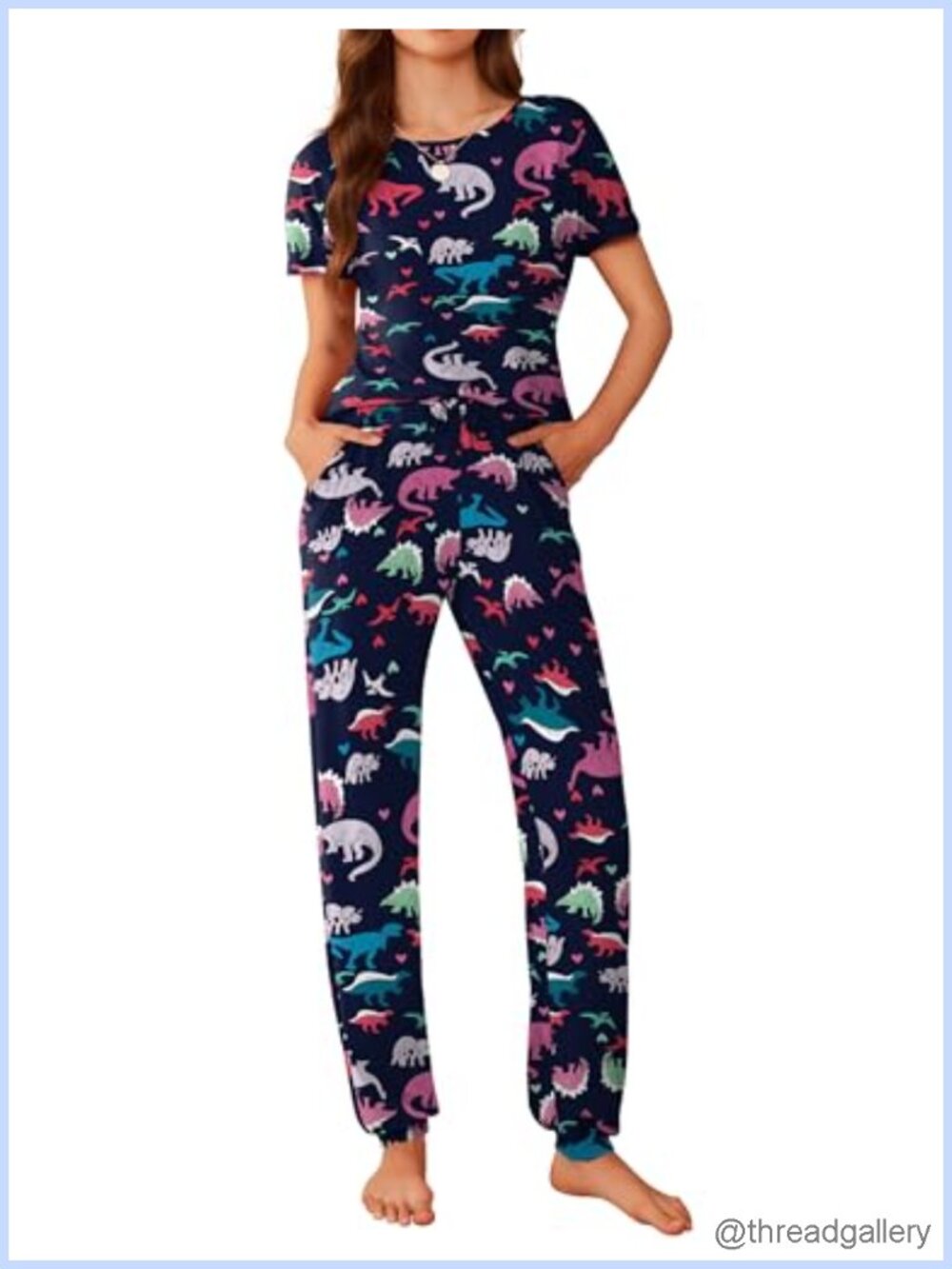 Ekouaer Women's 2 Piece Lounge Set Jogger Pants Short Sleeve Pajama Set